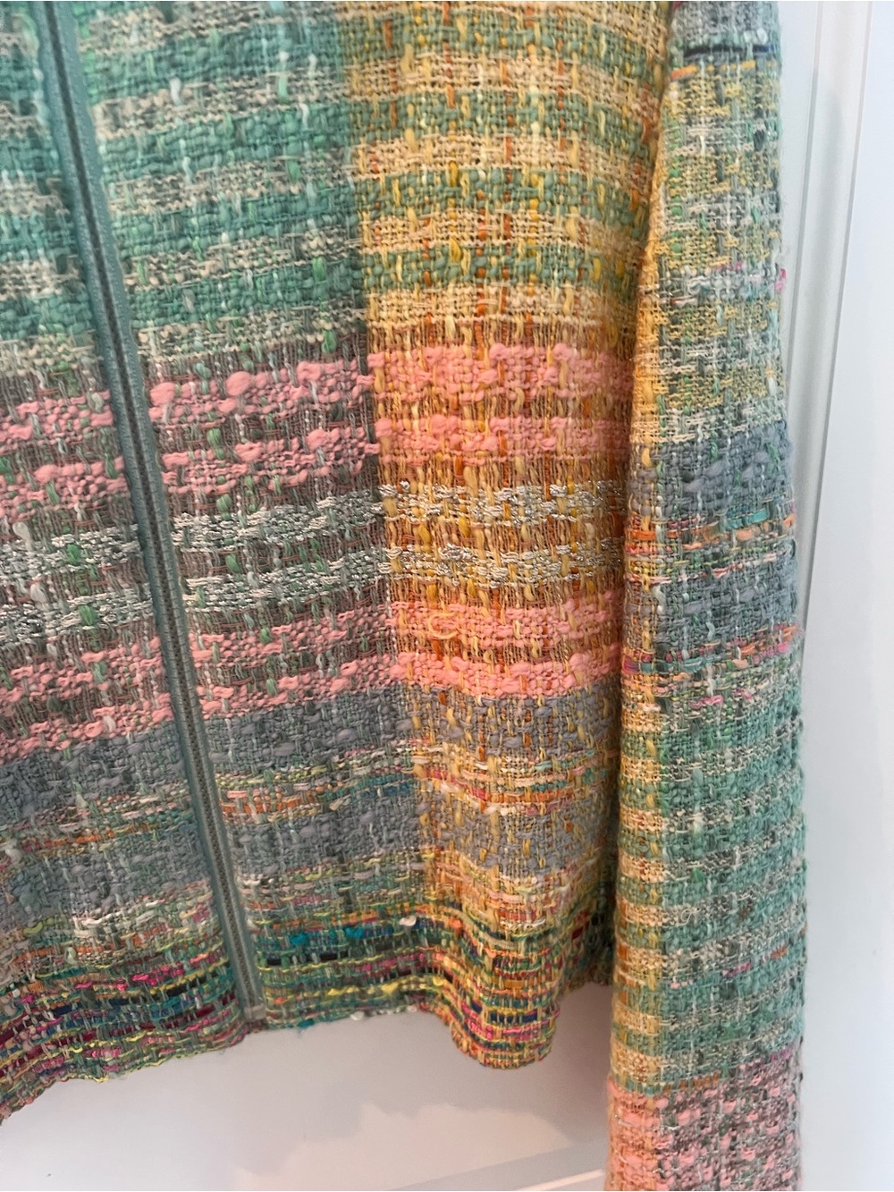Carlisle Pastel Tweed Zip Jacket in Pink, Mint, Yellow and Blue - Picture 4 of 7